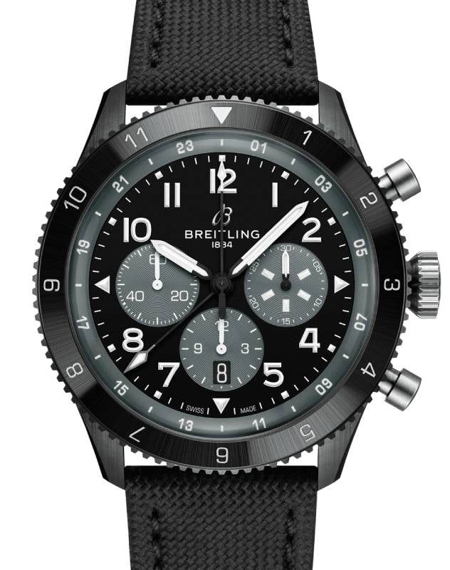 Breitling Super AVI B04 Chronograph GMT 46 Mosquito Night Fighter Ceramic Black Dial SB04451A1B1X1