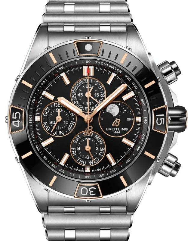 Breitling Super Chronomat 44 Four-Year Calendar Stainless Steel Red Gold Black Dial I19320251B1A1 - BRAND NEW