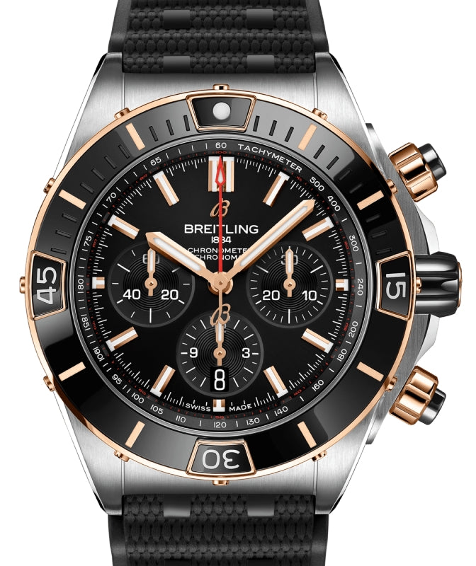 Breitling Super Chronomat B01 44 Stainless Steel/Red Gold Rubber Strap UB0136251B1S1 - BRAND NEW