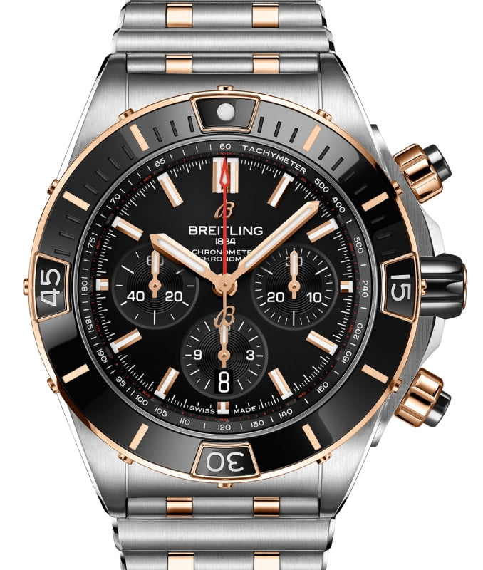 Breitling Super Chronomat B01 44 Stainless Steel/Red Gold Black Dial UB0136251B1U1 - BRAND NEW