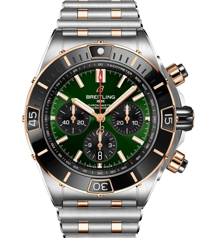 Breitling Super Chronomat B01 44 Steel/Red Gold Green Dial UB0136251L1U1