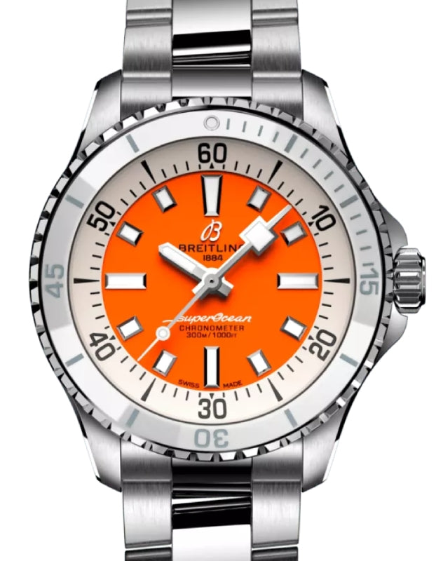 Breitling Superocean Automatic 36 Stainless Steel Orange Dial A17377211O1A1 - BRAND NEW