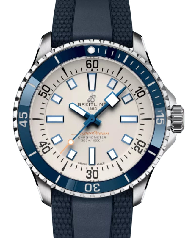 Breitling Superocean Automatic 42 Stainless Steel Cream Dial Rubber Strap A17375E71G1S1 - BRAND NEW