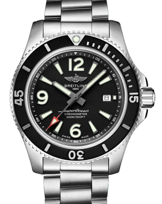 Breitling Superocean Automatic 44 Stainless Steel 44mm Black Dial Steel Bracelet A17367D71B1A1 - BRAND NEW