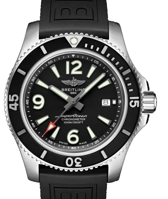 Breitling Superocean Automatic 44 Stainless Steel 44mm Black Dial Rubber Strap A17367D71B1S1 - BRAND NEW