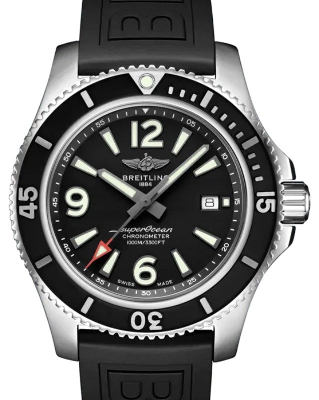 Breitling Superocean Automatic 44 Stainless Steel 44mm Black Dial Rubber Strap A17367D71B1S2 - BRAND NEW