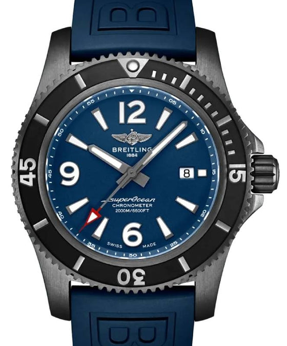 Breitling Superocean Automatic 46 Black Steel DLC Blue Dial Rubber Strap M17368D71C1S1 - BRAND NEW