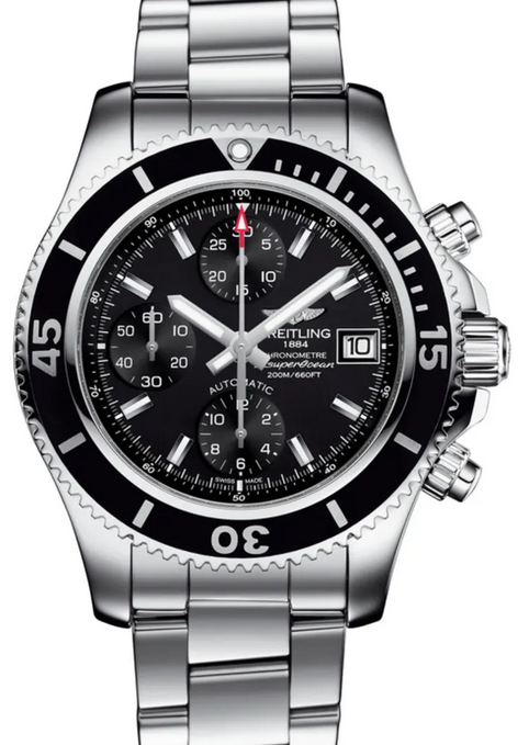 Breitling Superocean Chronograph 42 Black Dial Rubber Bezel Stainless Steel Bracelet A13311C9.BF98 - BRAND NEW