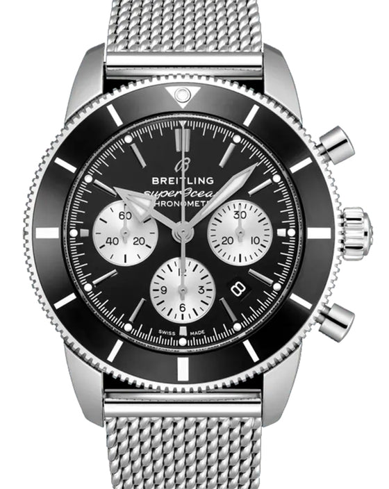Breitling Superocean Heritage B01 Chronograph 44 Stainless Steel Ceramic Bezel Black Dial AB0162121B1A1 - BRAND NEW