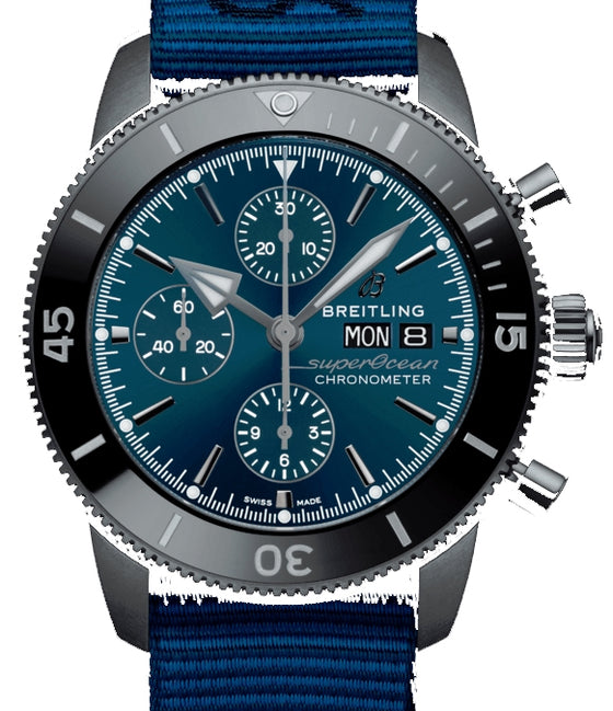 Breitling Superocean Heritage Chronograph 44 Outerknown DLC-Stainless Steel Blue Dial M133132A1C1W1 - BRAND NEW