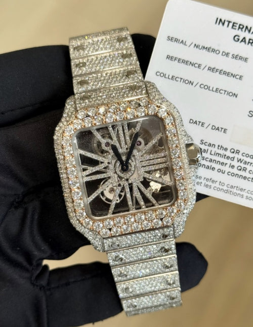 Cartier Santos Skeleton WHSA0015 Aftermarket Diamond-Set Bracelet