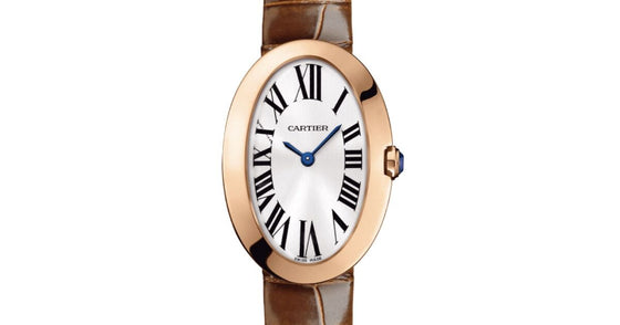 Cartier Baignoire Women's Watch Small Quartz Rose Gold Silver Dial Alligator Leather Strap W8000007 - BRAND NEW