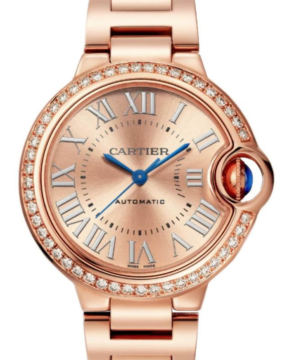 Cartier Ballon Bleu De Cartier 33mm Rose Gold/Diamonds Rose Gold Dial WJBB0077 - BRAND NEW