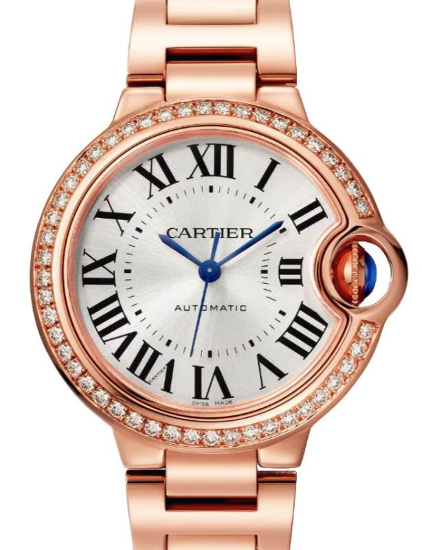 Cartier Ballon Bleu De Cartier 33mm Rose Gold/Diamonds Silver Dial WJBB0063 - BRAND NEW