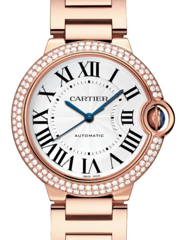 Cartier Ballon Bleu De Cartier 36mm Rose Gold/Diamonds Silver Dial WJBB0067