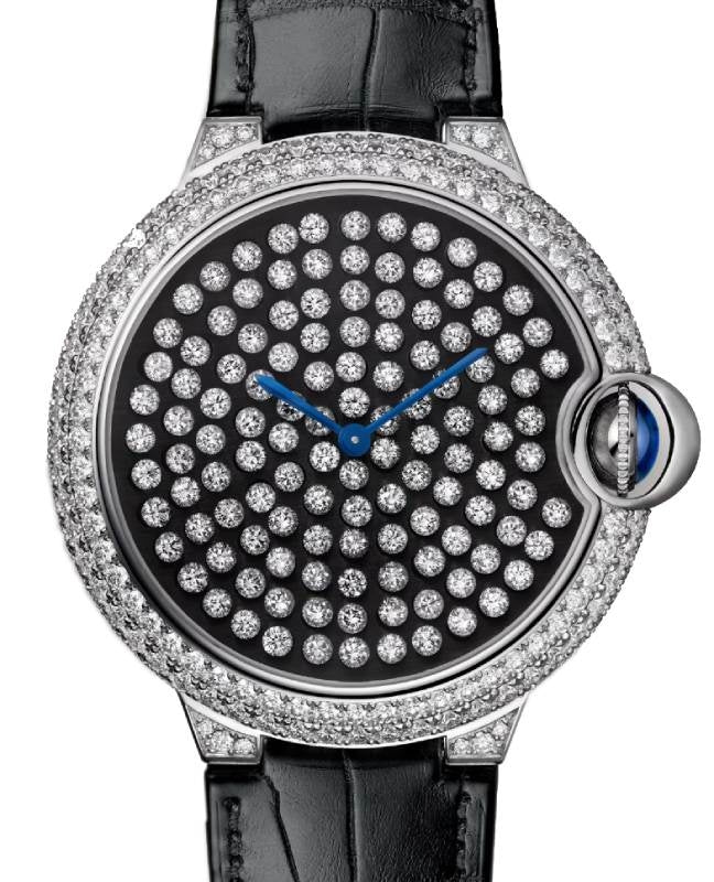 Cartier Ballon Bleu De Cartier 42mm White Gold/Diamond Pave Leather Strap HPI01062 - BRAND NEW