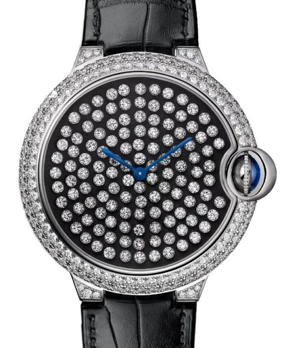 Cartier Ballon Bleu De Cartier 42mm White Gold/Diamond Pave Leather Strap HPI01062 - BRAND NEW