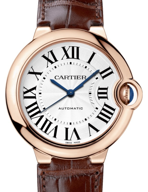 Cartier Ballon Bleu de Cartier Rose Gold 36mm Silver Dial Leather Strap WGBB0009 - BRAND NEW