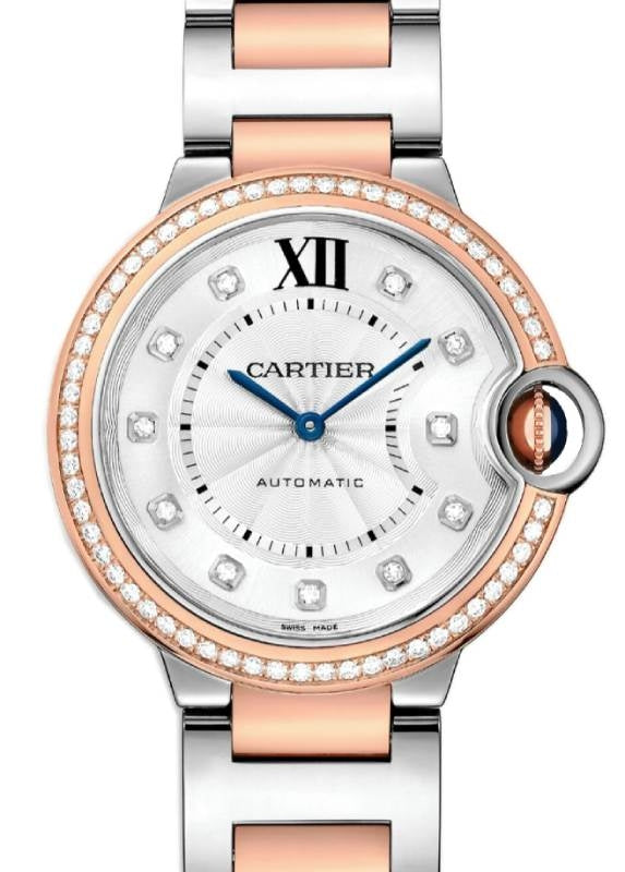 Cartier Ballon Bleu de Cartier Steel/Rose Gold Diamond Bezel 33mm Silver Dial W3BB0023