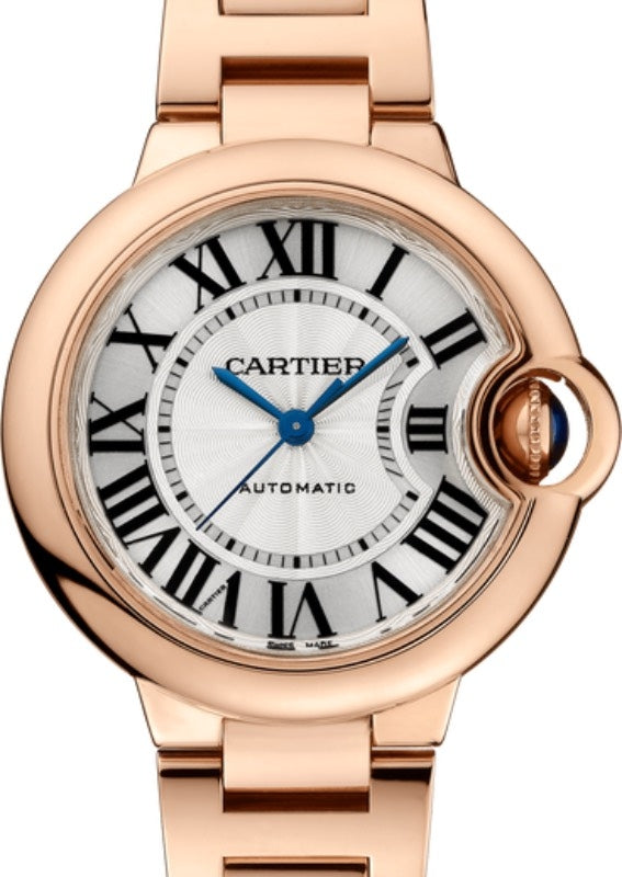 Cartier Ballon Bleu de Cartier Ladies Watch Automatic Rose Gold 33mm Silver Dial Rose Gold Bracelet W6920096 - BRAND NEW