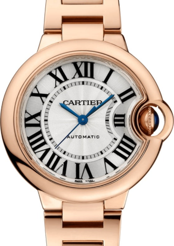 Cartier Ballon Bleu de Cartier Ladies Watch Automatic Rose Gold 33mm Silver Dial Rose Gold Bracelet W6920096 - BRAND NEW