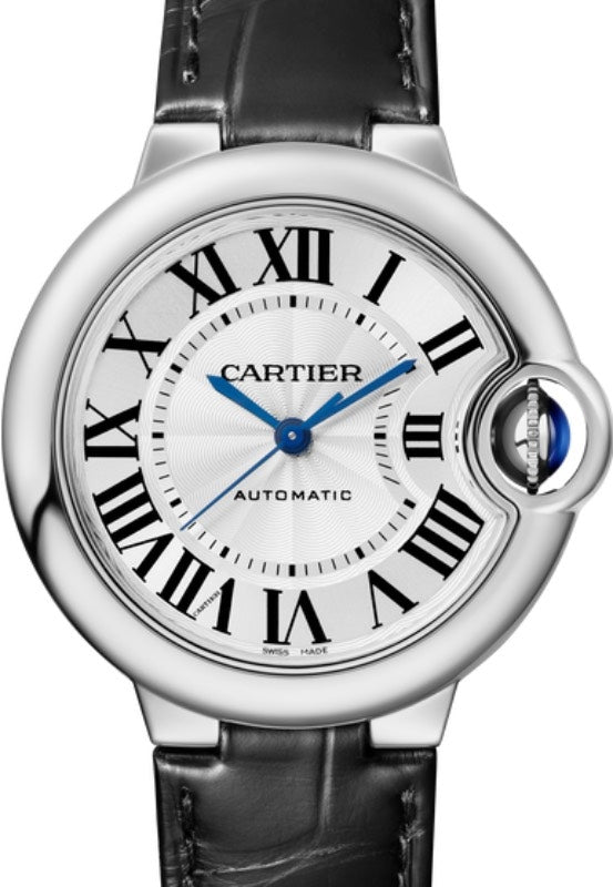 Cartier Ballon Bleu de Cartier Ladies Watch Automatic Stainless Steel 33mm Silver Dial Alligator Leather Strap W6920085 - BRAND NEW