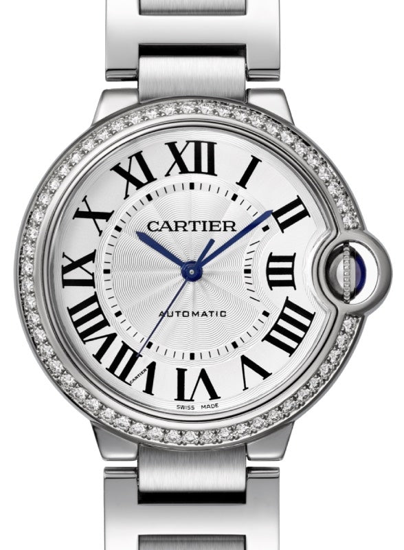 Cartier Ballon Bleu de Cartier Women's Watch Automatic Stainless Steel Diamonds 36mm Silver Dial Stainless Steel Bracelet W4BB0017 - BRAND NEW