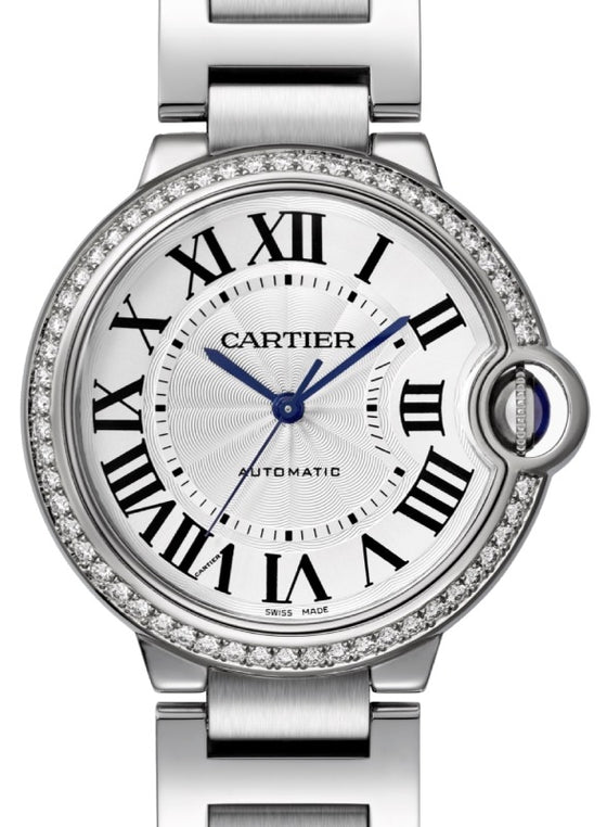 Cartier Ballon Bleu de Cartier Women's Watch Automatic Stainless Steel Diamonds 36mm Silver Dial Stainless Steel Bracelet W4BB0017 - BRAND NEW