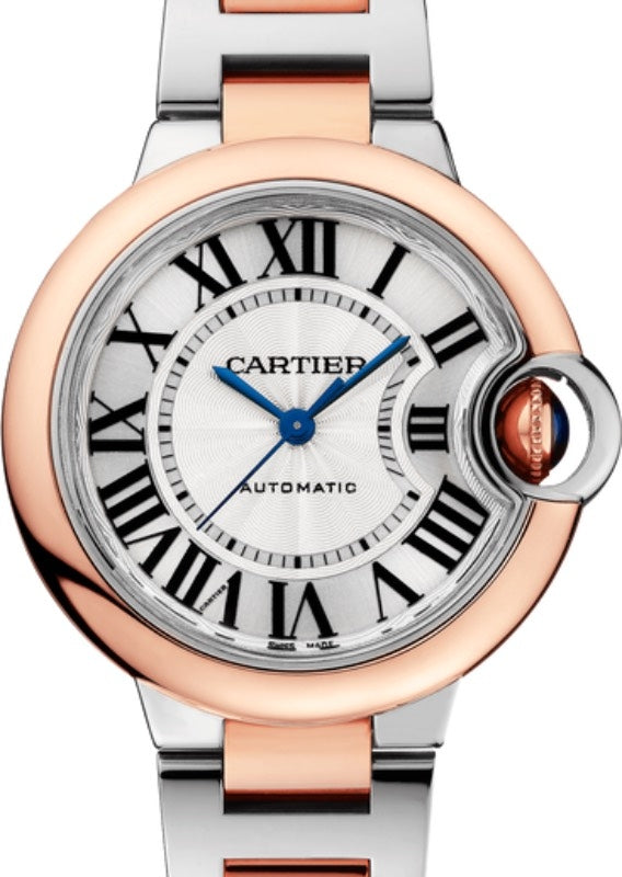 Cartier Ballon Bleu de Cartier Stainless Steel/Rose Gold 33mm Silver Dial W2BB0023 - BRAND NEW