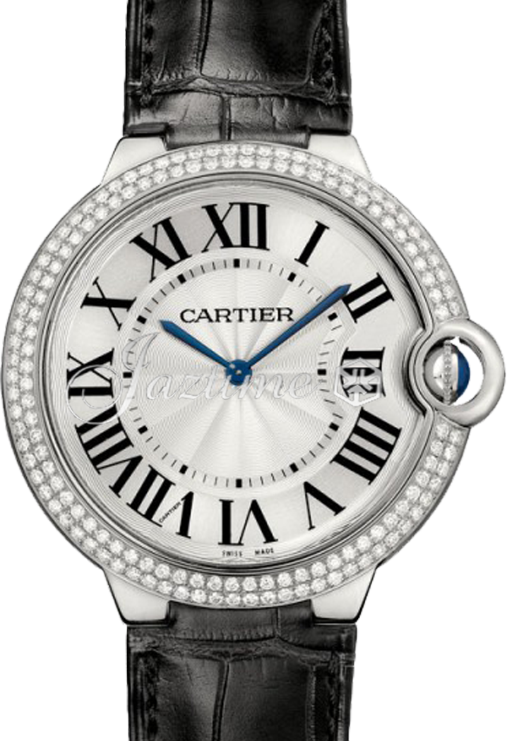 Cartier Ballon Bleu de Cartier Manual Winding White Gold Diamond Bezel 40mm Silver Dial Alligator Leather Strap WE902056 - BRAND NEW