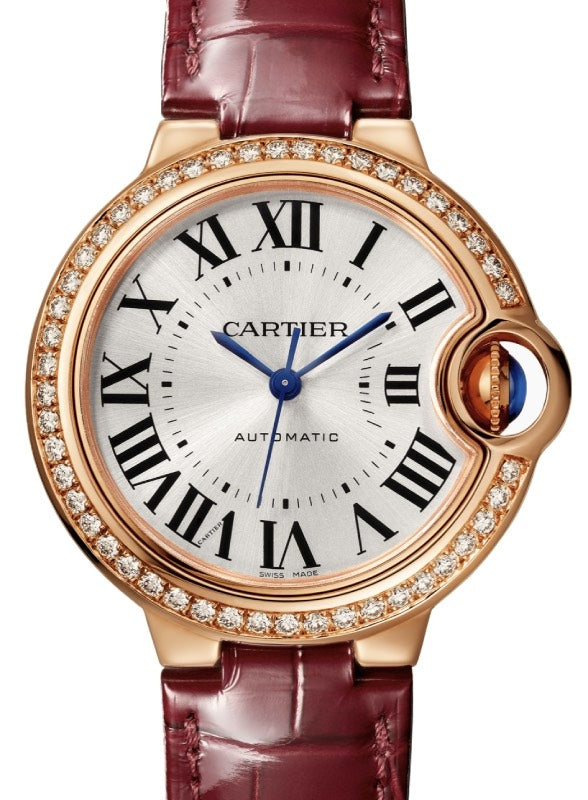 Cartier Ballon Bleu de Cartier Rose Gold Diamond Bezel 33mm Silver Dial WJBB0033 - BRAND NEW