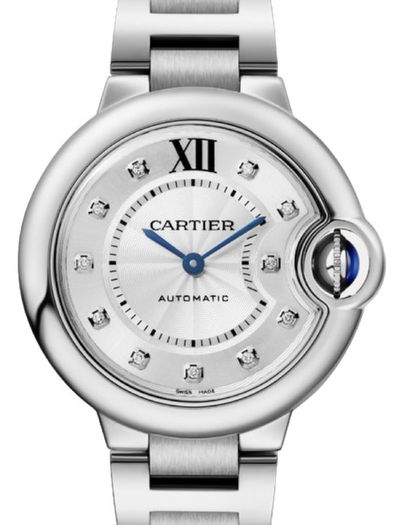 Cartier Ballon de Cartier Steel 33mm Silver Diamond Dial W4BB0021 - BRAND NEW