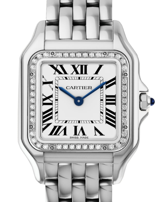 Panthere de Cartier Medium Quartz Steel Diamond Bezel W4PN0008