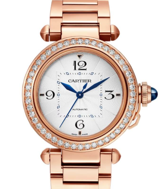 Cartier Pasha De Cartier Rose Gold/Diamonds 35mm Silver Dial WJPA0013 - BRAND NEW