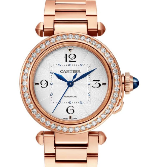 Cartier Pasha De Cartier Rose Gold/Diamonds 35mm Silver Dial WJPA0013 - BRAND NEW