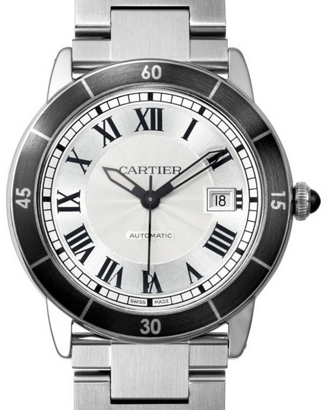 Cartier Ronde Croisi?re De Cartier Watch WSRN0010 Silver Roman Black Synthetic Bezel Stainless Steel - BRAND NEW