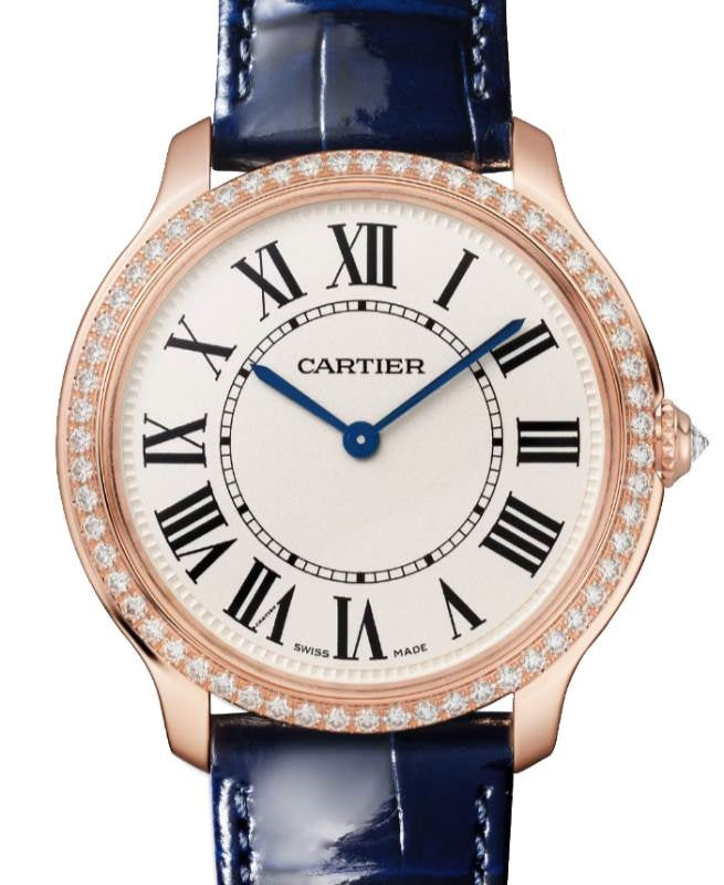 Cartier Ronde Louis Cartier Quartz 36mm Rose Gold/Diamonds Sandblasted Beige Dial Leather Strap WJRN0010 - BRAND NEW