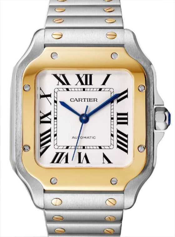 Santos de Cartier Medium Steel/Yellow Gold Silver Dial W2SA0016