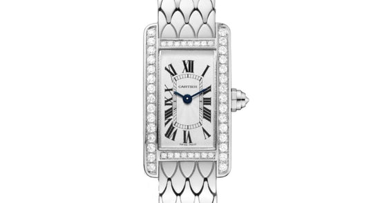 Cartier Tank Americaine Women's Watch Mini Quartz White Gold Diamonds Silver Dial White Gold Bracelet WB710013 - BRAND NEW