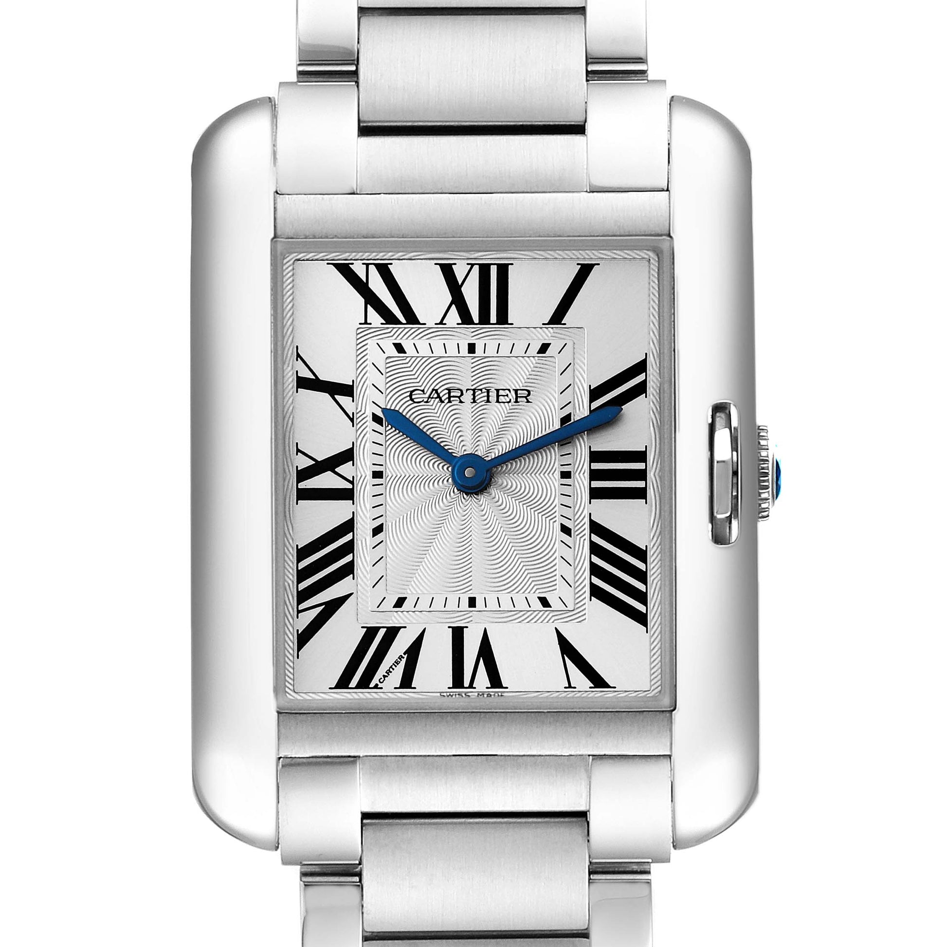 Cartier Tank Anglaise Women's Watch Medium Quartz Stainless Steel Silver Dial Steel Bracelet W5310044 - BRAND NEW