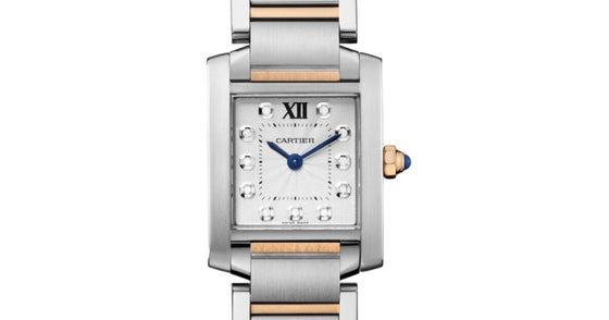 Cartier Tank Francaise Women's Watch Small Quartz Stainless Steel Silver Diamond Dial Stainless Steel Rose Gold Bracelet WE110004 - BRAND NEW