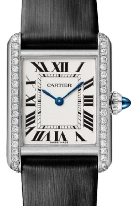 Cartier Tank Must Small Quartz Steel Diamond Bezel Silver Dial W4TA0031