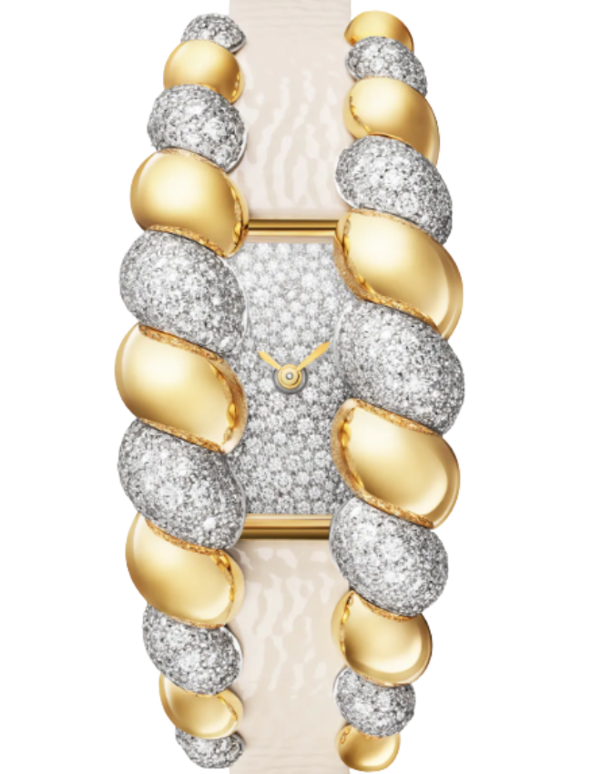 Cartier Tressage Quartz 18K Yellow Gold Brilliant-Cut Diamonds Dial HPI01690