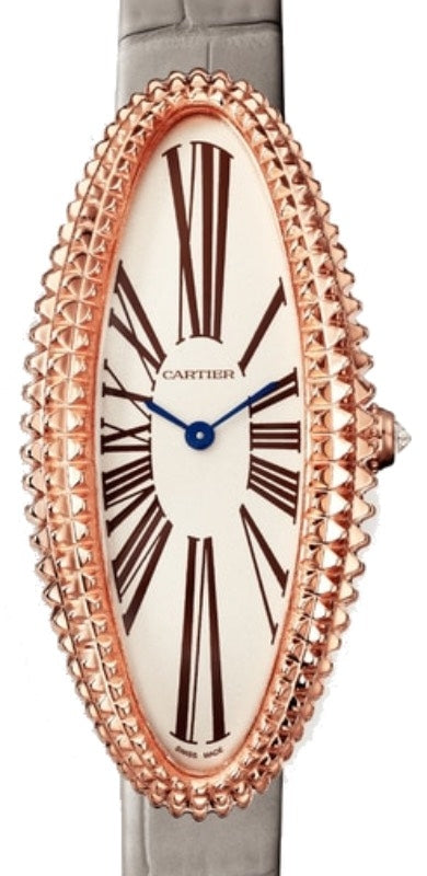 Cartier Baignoire Allongee Ladies Watch Manual-Winding Medium Rose Gold Silver Dial Alligator Leather Strap WGBA0009 - BRAND NEW