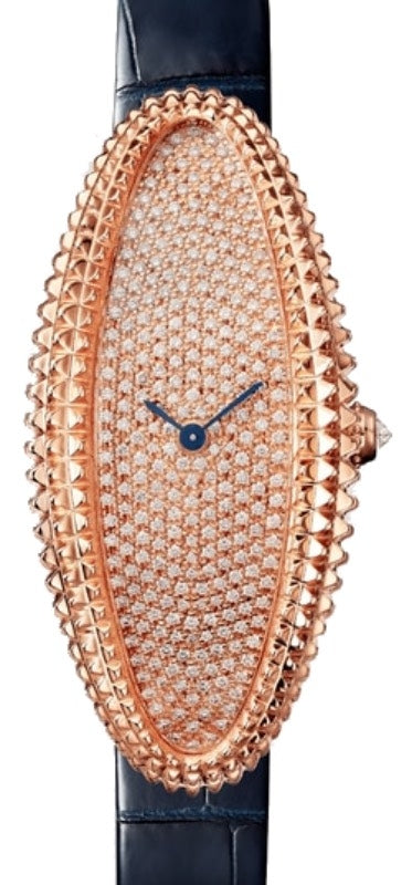 Cartier Baignoire Allongee Ladies Watch Medium Manual-Winding Rose Gold Diamond Dial Alligator Leather Strap WJBA0016 - BRAND NEW