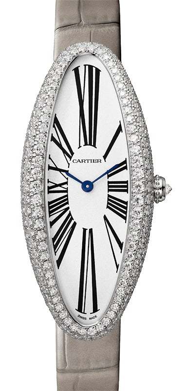 Cartier Baignoire Allongee Medium White Gold/Diamonds Silver Dial WJBA0007