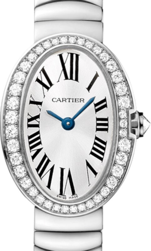 Cartier Baignoire Ladies Watch Mini Quartz White Gold Diamond Bezel Silver Dial White Gold Bracelet WB520025 - BRAND NEW