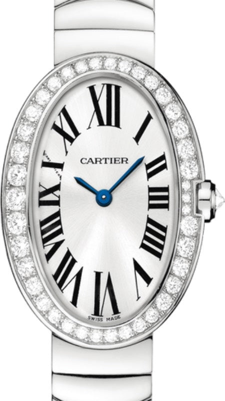 Cartier Baignoire Ladies Watch Small Quartz White Gold Diamond Bezel Silver Dial White Gold Bracelet WB520006 - BRAND NEW