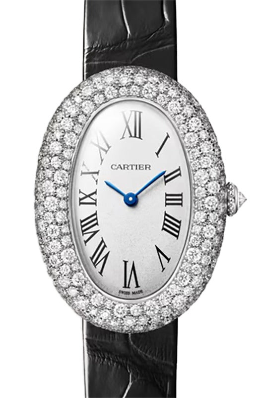 Cartier Baignoire Medium Quartz White Gold/Diamonds Silver Dial WJBA0046