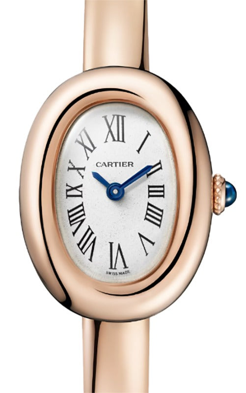 Cartier Baignoire Mini Quartz Rose Gold Silver Dial WGBA0081